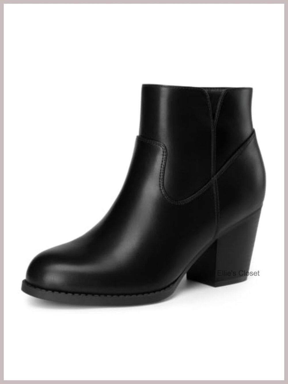 Women's Ankle Boots Block Heel Side Zip Short Booties Round Toe